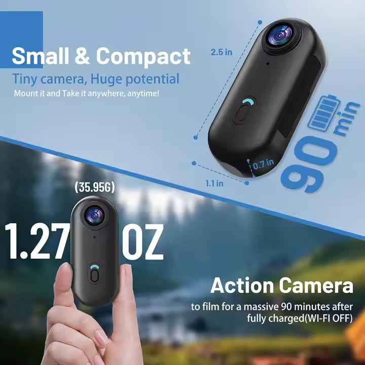 2025 yeni zarif WIFI 1080P/4K manyetik dağı H.265 spor kamera ile ayrılabilir kapak 30M su geçirmez başparmak eylem kamera